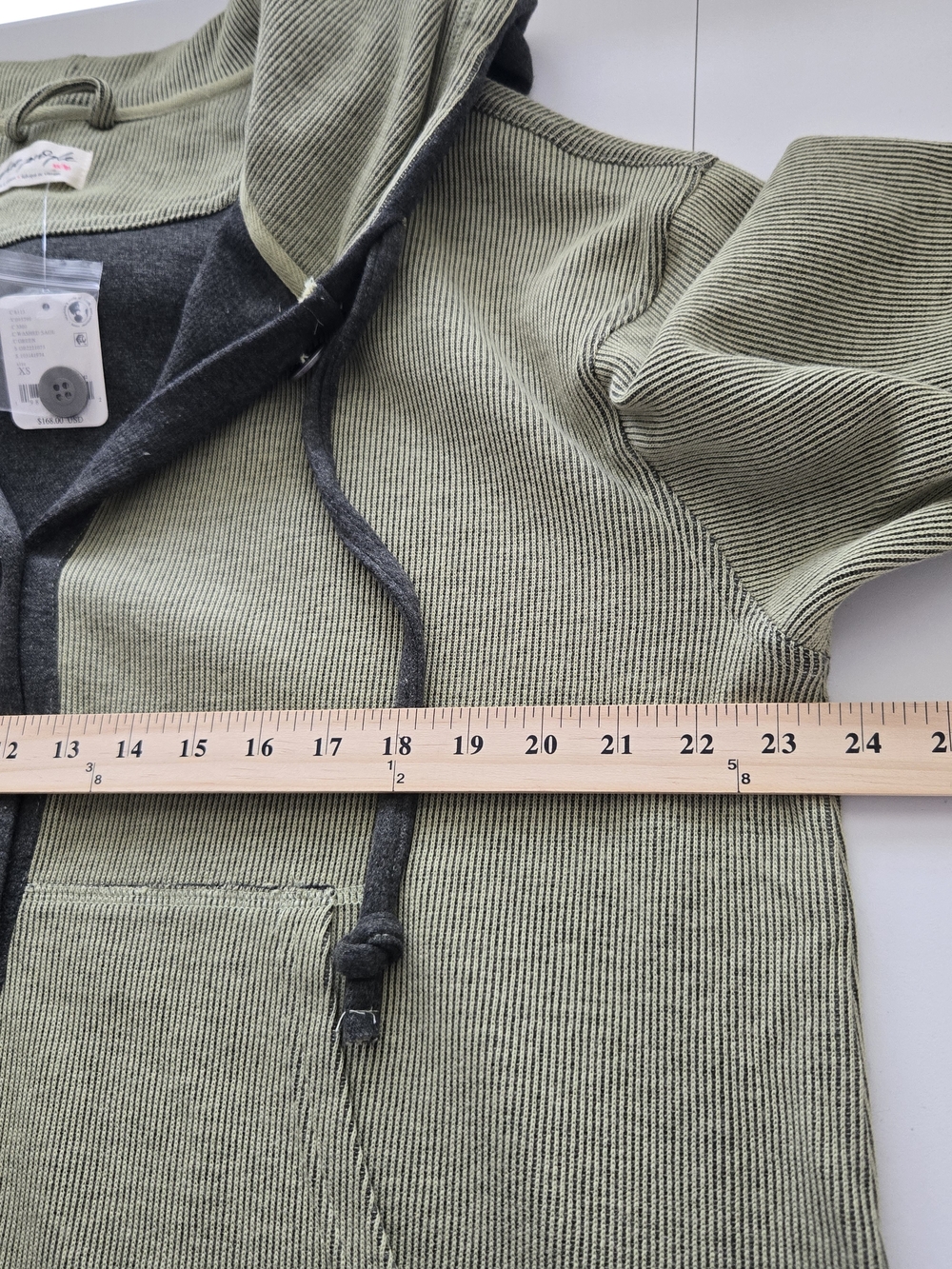 NWT Free People Tomorrows Sweatshirt Cardigan Green Ribbed Longline Jacket XS - Picture 10 of 13